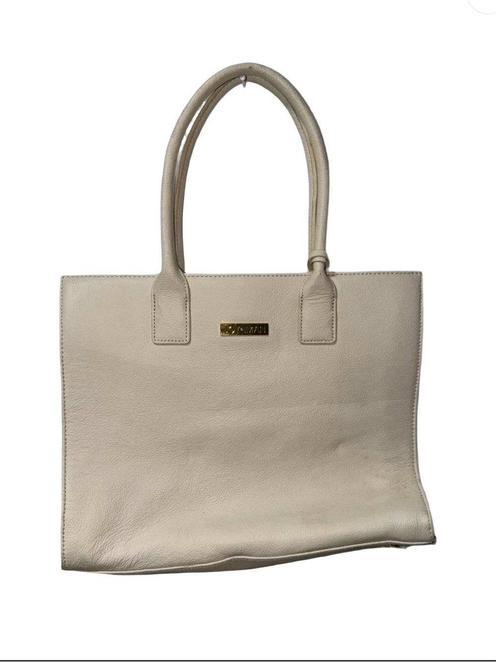 Joy & Iman Cream Leather Tote Bag